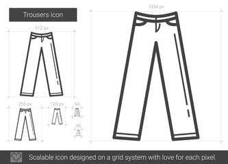 Poster - Trousers vector line icon isolated on white background. Trousers line icon for infographic, website or app. Scalable icon designed on a grid system.