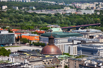 Poster - Poland, Warsaw, capital city, Srodmiescie district, dome of Holy Trinity Evangelical Church in the middle