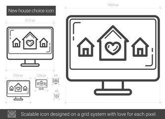 Wall Mural - New house choice vector line icon isolated on white background. New house choice line icon for infographic, website or app. Scalable icon designed on a grid system.