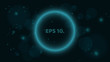 © sersupervector - A round, glowing blue banner on a black background. Banner in the form of a bubble. A place for your projects. Bright, flying glare. Vector illustration. EPS 10