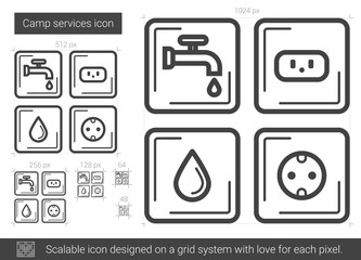 Canvas Print - Camp services line icon.