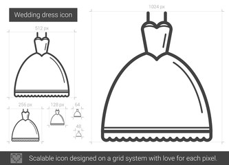 Poster - Wedding dress line icon.