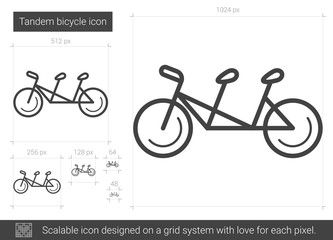 Sticker - Tandem bicycle line icon.