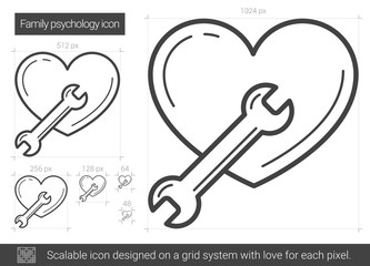 Sticker - Family psychology line icon.