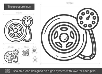 Wall Mural - Tire pressure line icon.