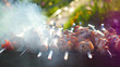 © hyperstocker - Barbecue Delicious Meat Cooked on the grill. A barbecue party. Pork pieces of meat roasted on an open fire