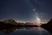 Cheserys Lake And The Mont Blanc Massif At Night