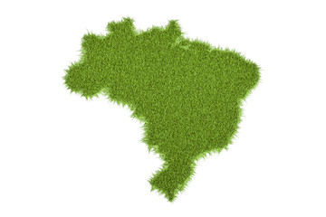 brazilian map from green grass, 3d rendering