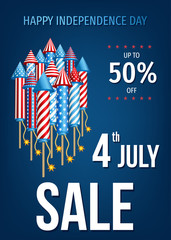 Happy  Independence Day of the USA sale banner.