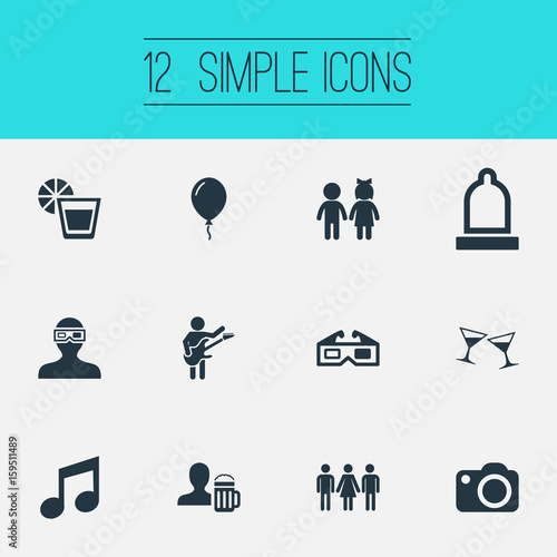 Vector Illustration Set Of Simple Celebration Icons Elements