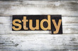 © enterlinedesign - Study Letterpress Word on Wooden Background