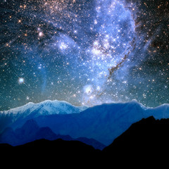Wall Mural - mountain over abstract lights of universe