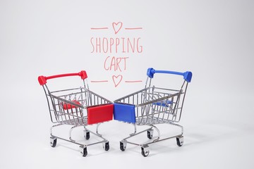 Wall Mural - Shopping carts in the supermarket are important for shipping.