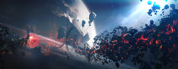 world collapse, doomsday scene, digital painting.