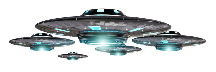 Poster - Vintage UFO isolated on white background 3D rendering