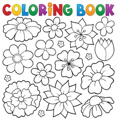 Poster - Coloring book flower topic 1