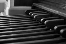 Church Organ Pedals As Background, Black And White