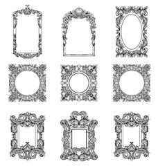 Wall Mural - Rich Imperial Baroque Rococo frames set. French Luxury carved ornaments. Vector Victorian exquisite Style decorated frames