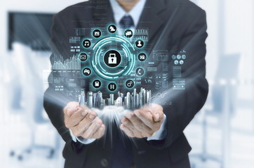 Wall Mural - internet technology secured business network
