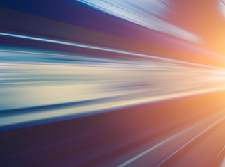 Wall Mural - high speed business and technology concept, acceleration super fast speedy motion blur of train stat