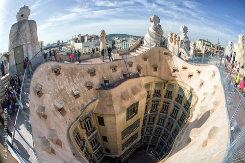 Rooftop Of Case Mila House Designed By Antoni Gaudi In Barcelona