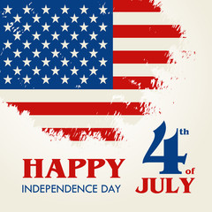 Wall Mural - Happy 4th of July - Independence Day of United States of America greeting card design vector illustration