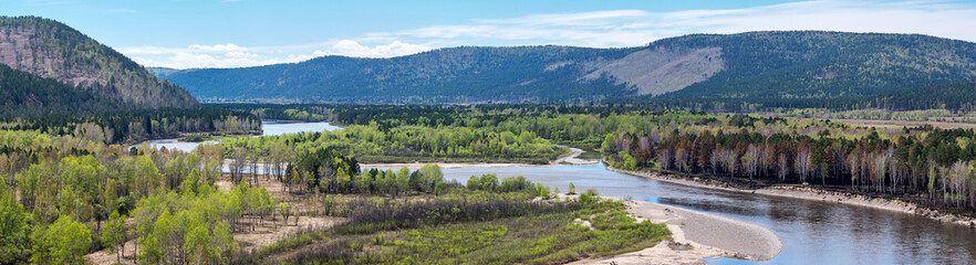 Wall Mural - View of the Irkut River from the high shore