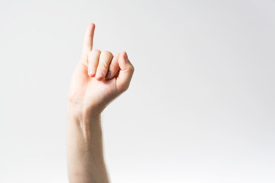 Fototapete - hand showing little finger, luck, on white background