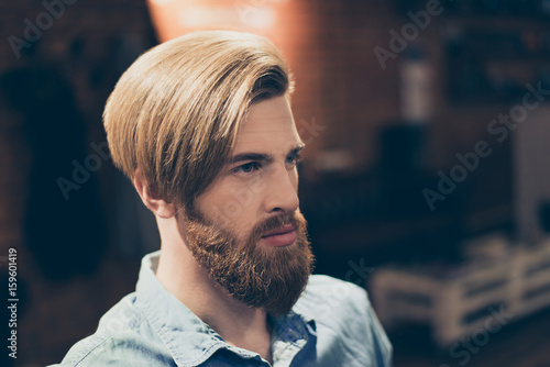 Advertising Barbershop Concept Portrait Of Confident Handsome Red