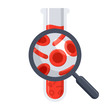 © Nikolai Titov - Hematology concept with red blood cell in test tube and magnifying glass, vector illustration in flat style