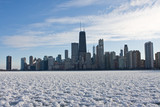 Fototapeta Kosmos - Chicago, IL , USA - Feb 8, 2010: The Michigan lake is frozen