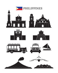 Wall Mural - Philippines Landmarks Architecture Building Object Set