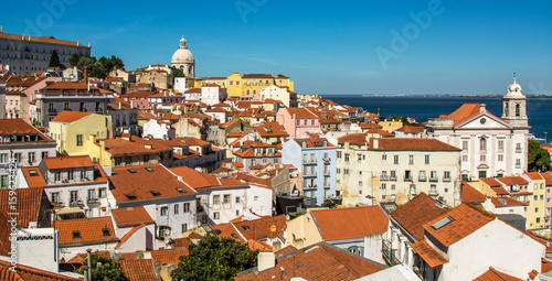Plakat widok z Lizbony Portugalii.