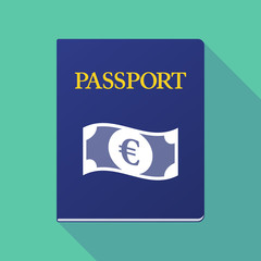 Sticker - Long shadow passport with  an euro bank note