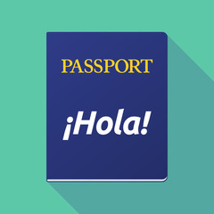 Sticker - Long shadow passport with  the text Hello! in spanish language