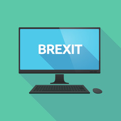 Sticker - Long shadow computer with  the text BREXIT