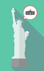 Poster - Long shadow statue of liberty with  the White House building