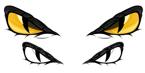 evil yellow snake eyes vector illustration