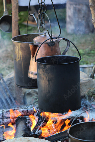 1800 S Cooking Pots Over A Fire Stock Photo Adobe Stock
