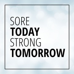 Workout motivation quote on white bokeh background