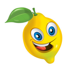 Wall Mural - cartoon vegetable smiling and looking lemon / illustration for children