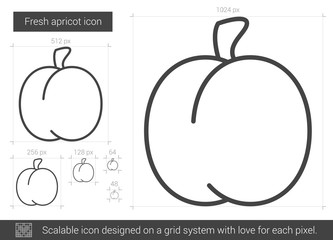 Poster - Fresh apricot vector line icon isolated on white background. Fresh apricot line icon for infographic, website or app. Scalable icon designed on a grid system.