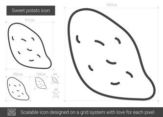 Sticker - Sweet potato vector line icon isolated on white background. Sweet potato line icon for infographic, website or app. Scalable icon designed on a grid system.