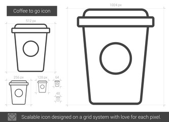 Sticker - Coffee to go vector line icon isolated on white background. Coffee to go line icon for infographic, website or app. Scalable icon designed on a grid system.