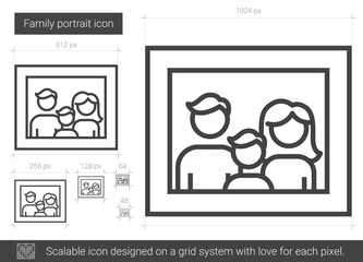 Sticker - Family portrait line icon.