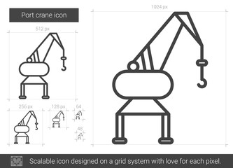 Canvas Print - Port crane line icon.