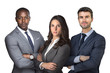 © elnariz - Isolated group on white, business men and women with arms folded looking confident strong, attorneys at law