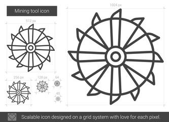 Sticker - Mining tool vector line icon isolated on white background. Mining tool line icon for infographic, website or app. Scalable icon designed on a grid system.