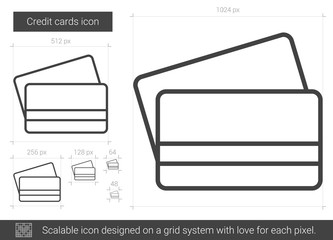 Sticker - Credit cards line icon.