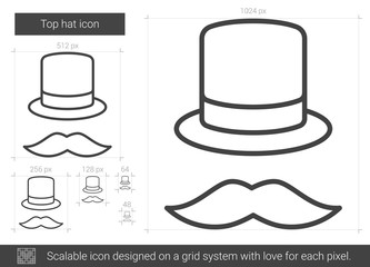 Sticker - Top hat line icon.